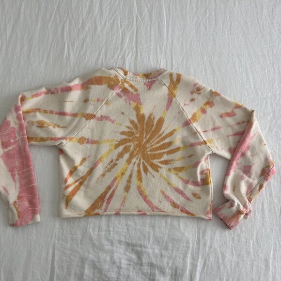 MOTHER:  Cropped Sweatshirt Coral Haze & Lemon - Size: XS - Picture 2 of 5